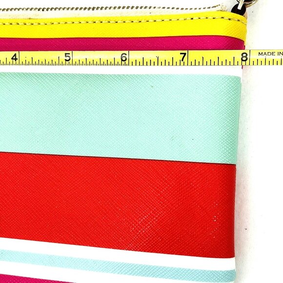 Kate Spade New York Women's Striped Multicolor Wristlet Trim Leather Logo Inside - Picture 6 of 11